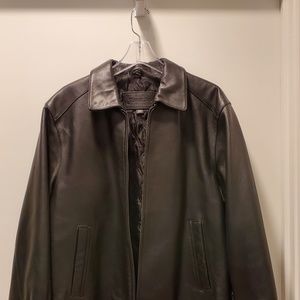 St. John's Bay Leather Jacket, Black, Size M
